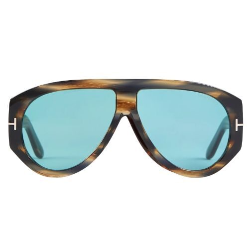 Tom Ford Bronson FT1044 Havana Aviator Sunglasses with Light Blue Lenses