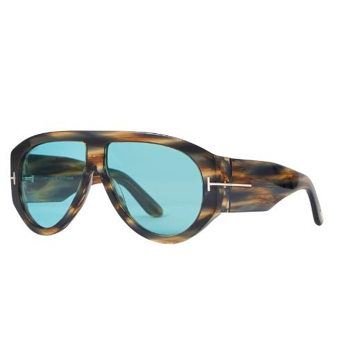 Tom Ford Bronson FT1044 Havana Aviator Sunglasses with Light Blue Lenses
