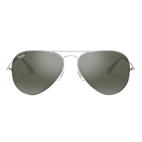 Ray-Ban RB3025 Aviator Mirror Sunglasses Polished Silver with Grey Lenses
