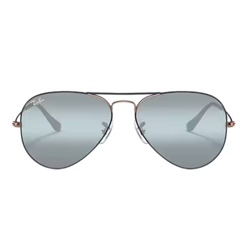 Ray-Ban RB3025 9156AJ Aviator Sunglasses Matte Dark Blue Frame & Blue Bi Gradient Mirror Lenses