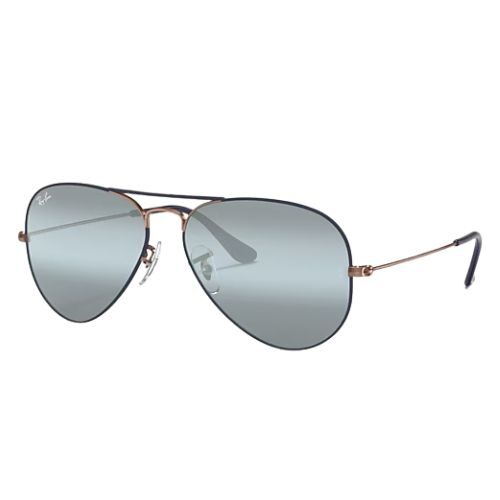 Ray-Ban RB3025 9156AJ Aviator Sunglasses Matte Dark Blue Frame & Blue Bi Gradient Mirror Lenses