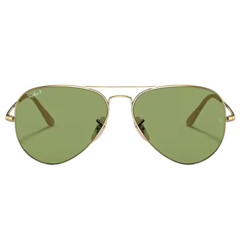 Ray-Ban RB3689 9064O9 Aviator Metal II Sunglasses Polished Arista Gold / G-15 Green