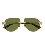Bottega Veneta BV1342S 003 Sunglasses Shiny Gold & Silver Rimless Aviator
