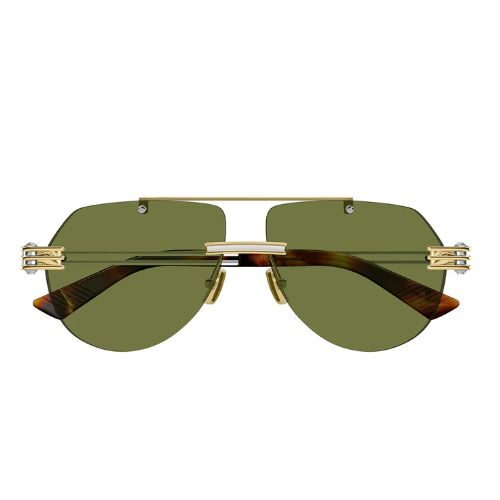 Bottega Veneta BV1342S 003 Sunglasses Shiny Gold & Silver Rimless Aviator
