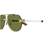 Bottega Veneta BV1342S 003 Sunglasses Shiny Gold & Silver Rimless Aviator