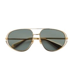 Bottega Veneta BV1344S 001 Sunglasses Gold Frame with Green Lens
