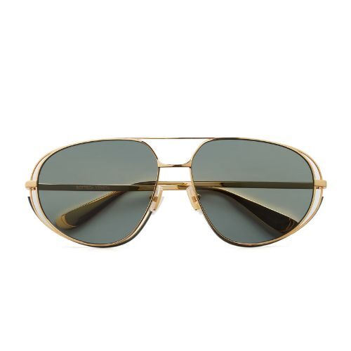 Bottega Veneta BV1344S 001 Sunglasses Gold Frame with Green Lens