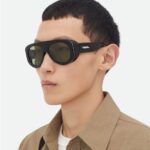 Bottega Veneta BV1362S 006 Shiny Black Pilot Sunglasses