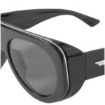 Bottega Veneta BV1362S 006 Shiny Black Pilot Sunglasses with Black Lenses