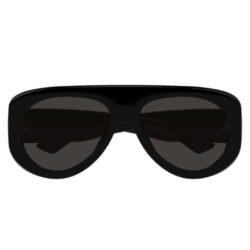 Bottega Veneta BV1362S 006 Shiny Black Pilot Sunglasses with Black Lenses