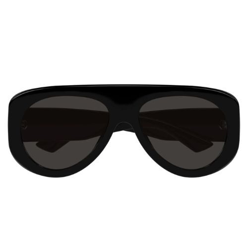 Bottega Veneta BV1362S 006 Shiny Black Pilot Sunglasses with Black Lenses