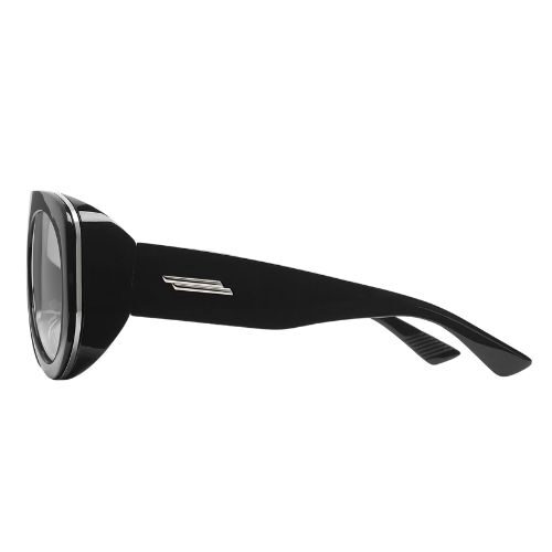 Bottega Veneta BV1362S 006 Shiny Black Pilot Sunglasses with Light Blue Lenses