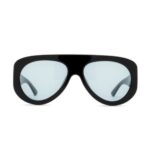 Bottega Veneta BV1362S 006 Shiny Black Pilot Sunglasses with Light Blue Lenses