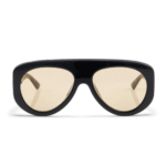 Bottega Veneta BV1362S 006 Shiny Black Pilot Sunglasses with Orange Lenses