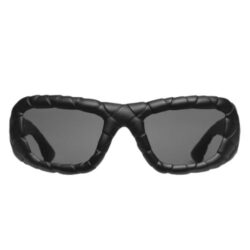 Bottega Veneta Intrecciato Rectangular Sunglasses Black Acetate