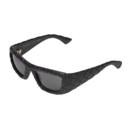 Bottega Veneta Intrecciato Rectangular Sunglasses Black Acetate