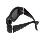 Bottega Veneta Intrecciato Rectangular Sunglasses Black Acetate