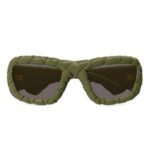 Bottega Veneta Intrecciato Rectangular Sunglasses Green Acetate