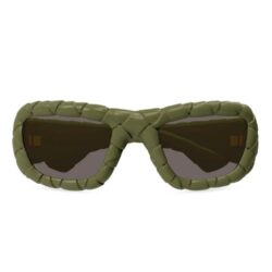 Bottega Veneta Intrecciato Rectangular Sunglasses Green Acetate