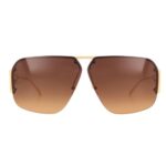 Bottega Veneta BV1065S New Unapologetic gold sunglasses with brown nylon lenses. Bold, unisex luxury aviators. Available now at Mengotti Couture.