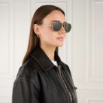 Bottega Veneta BV1302S 003 Aviator Sunglasses in Gold with Green Lenses