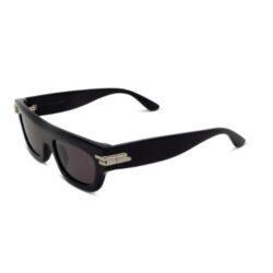 Bottega Veneta BV1321S 001 Black Square Sunglasses Acetate Frame with Grey Nylon Lenses