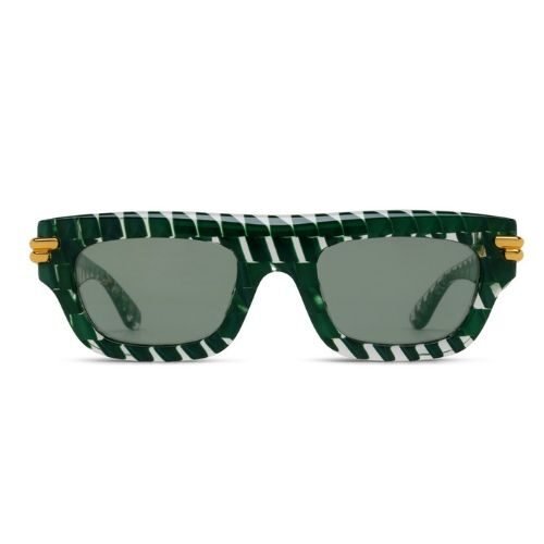 Bottega Veneta BV1321S 003 Green Square Sunglasses Striped