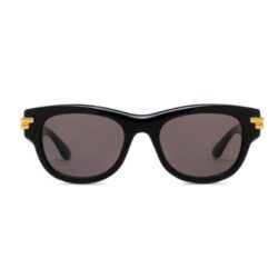 Bottega Veneta BV1323SK 001 Black Square Sunglasses Acetate Frame with Grey Nylon Lenses
