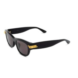 Bottega Veneta BV1323SK 001 Black Square Sunglasses Acetate Frame with Grey Nylon Lenses