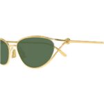 Bottega Veneta BV1330S Knot Cat Eye Sunglasses in Gold – Green Lens