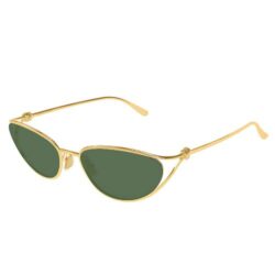 Bottega Veneta BV1330S Knot Cat Eye Sunglasses in Gold – Green Lens