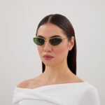Bottega Veneta BV1330S Knot Cat Eye Sunglasses in Gold – Green Lens