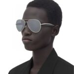 Bottega Veneta Sardine BV1305S 001 Silver Aviator Sunglasses