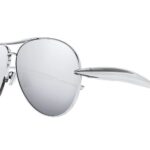 Bottega Veneta Sardine BV1305S 001 Silver Aviator Sunglasses – Mirror Lenses