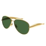 Bottega Veneta Sardine BV1305S 002 Gold Aviator Sunglasses