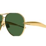Bottega Veneta Sardine BV1305S 002 Gold Aviator Sunglasses