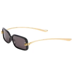 BOTTEGA VENETA Knot Rectangle-Frame Sunglasses Black & Gold