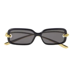 BOTTEGA VENETA Knot Rectangle-Frame Sunglasses Black & Gold