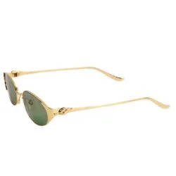 CARTIER Panthere Oval Frame Sunglasses Green Lens