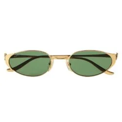 CARTIER Panthere Oval Frame Sunglasses Green Lens