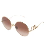 CHLOE Iconic Round Frame Sunglasses Gold