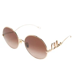 CHLOE Iconic Round Frame Sunglasses Gold