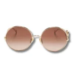 CHLOE Iconic Round Frame Sunglasses Gold