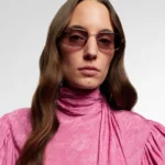 GUCCI Bamboo Rectangular Sunglasses Rose Gold