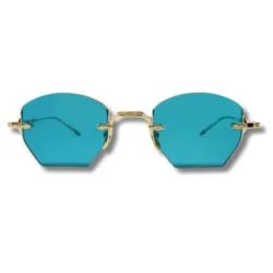 OATMAN Small Gold Frame with Blue Lenses