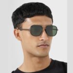 Zegna Square Sunglasses – Gunmetal Green Lens