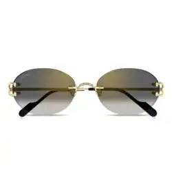 CARTIER Panthère Oval Frame Sunglasses Gold