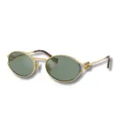 Miu Miu MU 52YS Oval Sunglasses – Gold Green