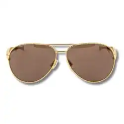 Bottega Veneta Sardine BV1305S 007 Gold Pilot Sunglasses