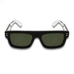 Gucci Black & White Rectangular Men's Sunglasses
